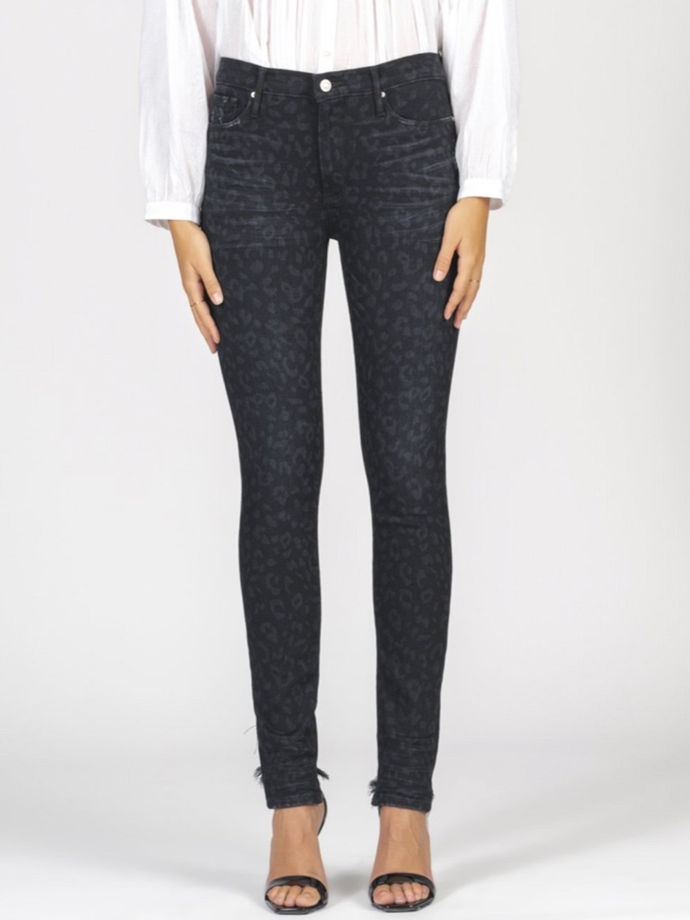 Black Orchid Gisele HighRise Super Skinny Black Leopard ShinyGray Textured Jeans